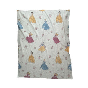Chatam Disney Princess Blanket Flat Sheet Acrylic Floral Belle Snow White 67x86